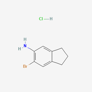 6-Bromo-2,3-dihydro-1H-inden-5-amine hydrochloride chemical structure (CAS 859769-45-2)