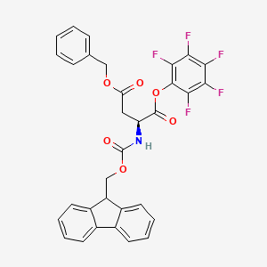 (S)-4-Benzyl 1-(perfluorophenyl) 2-((((9H-fluoren-9-yl)methoxy)carbonyl)amino)succinate chemical structure (CAS 86061-03-2)