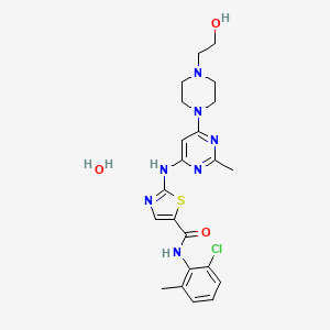N-(2-Chloro-6-methylphenyl)-2-((6-(4-(2-hydroxyethyl)piperazin-1-yl)-2-methylpyrimidin-4-yl)amino)thiazole-5-carboxamide hydrate chemical structure (CAS 863127-77-9)
