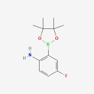 4-Fluoro-2-(4,4,5,5-tetramethyl-1,3,2-dioxaborolan-2-yl)aniline chemical structure (CAS 863578-24-9)