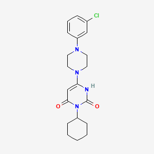 6-[4-(3-Chlorophenyl)piperazin-1-yl]-3-cyclohexyl-1,2,3,4-tetrahydropyrimidine-2,4-dione chemical structure (CAS 863588-32-3)