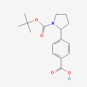 4-(1-(tert-Butoxycarbonyl)pyrrolidin-2-yl)benzoic acid chemical structure (CAS 863769-40-8)
