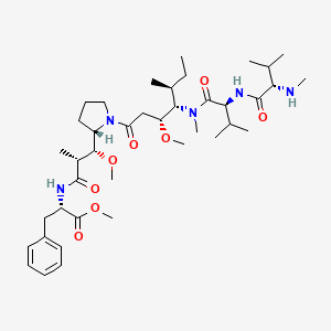 Methyl ((2R,3R)-3-((S)-1-((3R,4S,5S)-4-((S)-N,3-dimethyl-2-((S)-3-methyl-2-(methylamino)butanamido)butanamido)-3-methoxy-5-methylheptanoyl)pyrrolidin-2-yl)-3-methoxy-2-methylpropanoyl)-L-phenylalaninate chemical structure (CAS 863971-12-4)