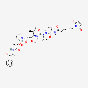 6-(2,5-Dioxo-2,5-dihydro-1H-pyrrol-1-yl)-N-((S)-1-(((S)-1-(((3R,4S,5S)-1-((S)-2-((1R,2R)-3-(((1S,2R)-1-hydroxy-1-phenylpropan-2-yl)amino)-1-methoxy-2-methyl-3-oxopropyl)pyrrolidin-1-yl)-3-methoxy-5-methyl-1-oxoheptan-4-yl)(methyl)amino)-3-methyl-1-oxobutan-2-yl)amino)-3-methyl-1-oxobutan-2-yl)-N-methylhexanamide chemical structure (CAS 863971-24-8)