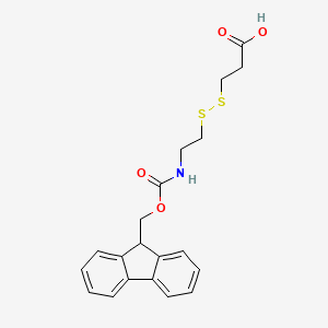 3-((2-((((9H-Fluoren-9-yl)methoxy)carbonyl)amino)ethyl)disulfaneyl)propanoic acid chemical structure (CAS 864235-83-6)