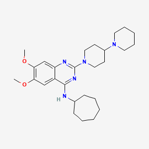 2-([1,4'-Bipiperidin]-1'-yl)-N-cycloheptyl-6,7-dimethoxyquinazolin-4-amine chemical structure (CAS 864289-85-0)