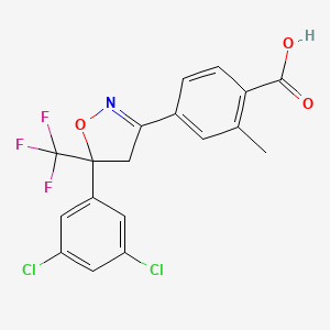 4-(5-(3,5-Dichlorophenyl)-5-(trifluoromethyl)-4,5-dihydroisoxazol-3-yl)-2-methylbenzoic acid chemical structure (CAS 864725-62-2)