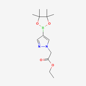 Ethyl 2-(4-(4,4,5,5-tetramethyl-1,3,2-dioxaborolan-2-yl)-1H-pyrazol-1-yl)acetate chemical structure (CAS 864754-16-5)