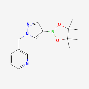 3-((4-(4,4,5,5-Tetramethyl-1,3,2-dioxaborolan-2-yl)-1H-pyrazol-1-yl)methyl)pyridine chemical structure (CAS 864754-21-2)