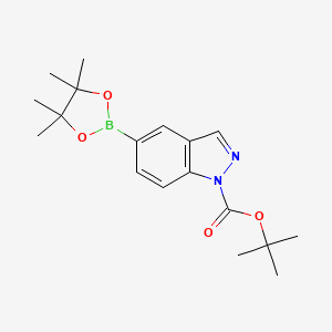 tert-Butyl 5-(4,4,5,5-tetramethyl-1,3,2-dioxaborolan-2-yl)-1H-indazole-1-carboxylate chemical structure (CAS 864771-44-8)