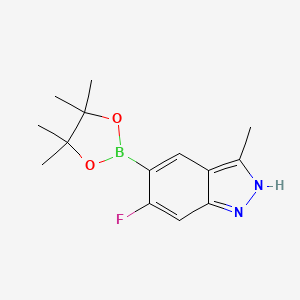 6-Fluoro-3-methyl-5-(4,4,5,5-tetramethyl-1,3,2-dioxaborolan-2-yl)-1H-indazole chemical structure (CAS 864773-67-1)