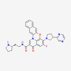5-Fluoro-N-(2-((S)-1-methylpyrrolidin-2-yl)ethyl)-3-oxo-6-(3-(pyrazin-2-yl)pyrrolidin-1-yl)-3H-benzo[b]pyrido[3,2,1-kl]phenoxazine-2-carboxamide chemical structure (CAS 865311-47-3)