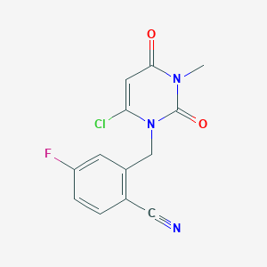 2-((6-Chloro-3-methyl-2,4-dioxo-3,4-dihydropyrimidin-1(2H)-yl)methyl)-4-fluorobenzonitrile chemical structure (CAS 865759-24-6)