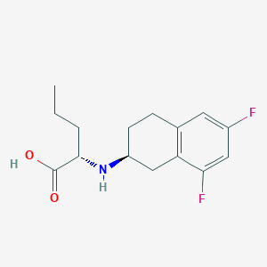 (S)-2-(((S)-6,8-Difluoro-1,2,3,4-tetrahydronaphthalen-2-yl)amino)pentanoic acid chemical structure (CAS 865774-79-4)