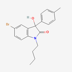 5-Bromo-1-butyl-3-hydroxy-3-(4-methylphenyl)-2,3-dihydro-1H-indol-2-one chemical structure (CAS 866008-00-6)