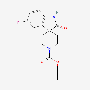 tert-Butyl 5-fluoro-2-oxospiro[indoline-3,4'-piperidine]-1'-carboxylate chemical structure (CAS 866028-06-0)