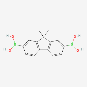 (9,9-Dimethyl-9H-fluorene-2,7-diyl)diboronic acid chemical structure (CAS 866100-14-3)