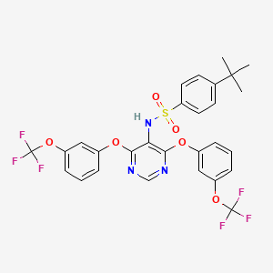 N-(4,6-Bis(3-(trifluoromethoxy)phenoxy)pyrimidin-5-yl)-4-(tert-butyl)benzenesulfonamide chemical structure (CAS 866154-89-4)