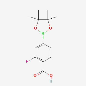 2-Fluoro-4-(4,4,5,5-tetramethyl-1,3,2-dioxaborolan-2-yl)benzoic acid chemical structure (CAS 867256-77-7)
