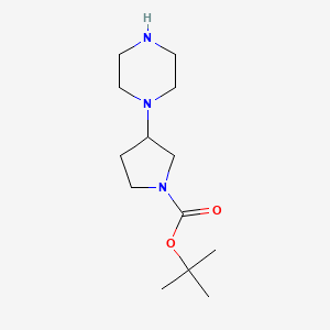 tert-Butyl 3-(piperazin-1-yl)pyrrolidine-1-carboxylate chemical structure (CAS 867265-71-2)