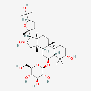 (2R,3R,4S,5S,6R)-2-(((2aR,3R,4S,5aS,7S,9S,11aR)-4,9-dihydroxy-3-((2R,5S)-5-(2-hydroxypropan-2-yl)-2-methyltetrahydrofuran-2-yl)-2a,5a,8,8-tetramethyltetradecahydro-1H,12H-cyclopenta[a]cyclopropa[e]phenanthren-7-yl)oxy)-6-(hydroxymethyl)tetrahydro-2H-pyran-3,4,5-triol chemical structure (CAS 86764-12-7)
