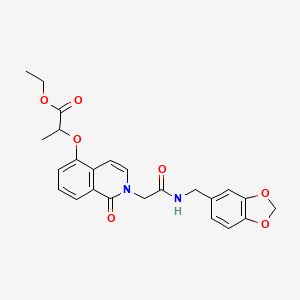 Ethyl 2-((2-(2-((benzo[d][1,3]dioxol-5-ylmethyl)amino)-2-oxoethyl)-1-oxo-1,2-dihydroisoquinolin-5-yl)oxy)propanoate chemical structure (CAS 868224-75-3)