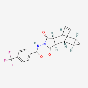 rel-N-((3aR,4R,4aR,5aS,6S,6aS)-1,3-Dioxo-3,3a,4,4a,5,5a,6,6a-octahydro-4,6-ethenocyclopropa[f]isoindol-2(1H)-yl)-4-(trifluoromethyl)benzamide chemical structure (CAS 869572-92-9)