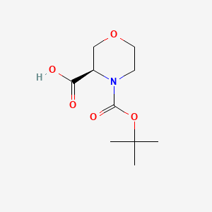 (R)-4-(tert-Butoxycarbonyl)morpholine-3-carboxylic acid chemical structure (CAS 869681-70-9)