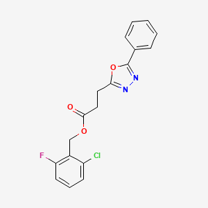2-Chloro-6-fluorobenzyl 3-(5-phenyl-1,3,4-oxadiazol-2-yl)propanoate chemical structure (CAS 869718-32-1)
