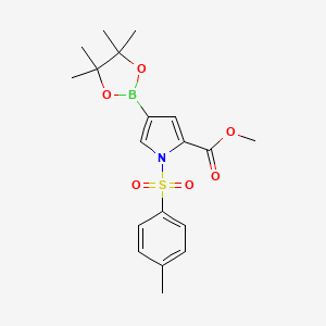Methyl 4-(4,4,5,5-tetramethyl-1,3,2-dioxaborolan-2-yl)-1-tosyl-1H-pyrrole-2-carboxylate chemical structure (CAS 869886-86-2)