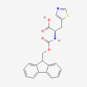 (S)-2-((((9H-Fluoren-9-yl)methoxy)carbonyl)amino)-3-(thiazol-5-yl)propanoic acid chemical structure (CAS 870010-07-4)