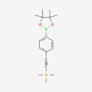 Trimethyl((4-(4,4,5,5-tetramethyl-1,3,2-dioxaborolan-2-yl)phenyl)ethynyl)silane chemical structure (CAS 870238-65-6)