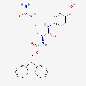 (9H-Fluoren-9-yl)methyl (S)-(1-((4-(hydroxymethyl)phenyl)amino)-1-oxo-5-ureidopentan-2-yl)carbamate chemical structure (CAS 870487-04-0)