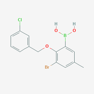 (3-Bromo-2-((3-chlorobenzyl)oxy)-5-methylphenyl)boronic acid chemical structure (CAS 870778-83-9)