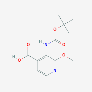 3-((tert-Butoxycarbonyl)amino)-2-methoxyisonicotinic acid chemical structure (CAS 870997-82-3)