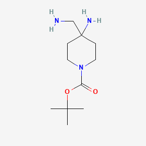 tert-Butyl 4-amino-4-(aminomethyl)piperidine-1-carboxylate chemical structure (CAS 871115-32-1)