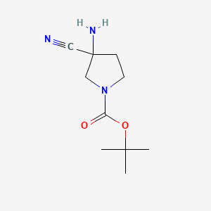 tert-Butyl 3-amino-3-cyanopyrrolidine-1-carboxylate chemical structure (CAS 871115-54-7)