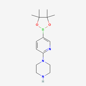 1-(5-(4,4,5,5-Tetramethyl-1,3,2-dioxaborolan-2-yl)pyridin-2-yl)piperazine chemical structure (CAS 871125-86-9)