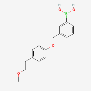 (3-((4-(2-Methoxyethyl)phenoxy)methyl)phenyl)boronic acid chemical structure (CAS 871126-26-0)