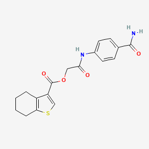 2-((4-Carbamoylphenyl)amino)-2-oxoethyl 4,5,6,7-tetrahydrobenzo[b]thiophene-3-carboxylate chemical structure (CAS 871218-26-7)