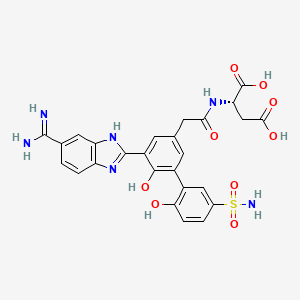 (2-(5-(6-Carbamimidoyl-1H-benzo[d]imidazol-2-yl)-2',6-dihydroxy-5'-sulfamoyl-[1,1'-biphenyl]-3-yl)acetyl)-L-aspartic acid chemical structure (CAS 871266-63-6)