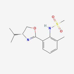 (R)-N-(2-(4-Isopropyl-4,5-dihydrooxazol-2-yl)-6-methylphenyl)methanesulfonamide chemical structure (CAS 871360-40-6)