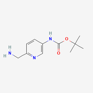 tert-Butyl (6-(aminomethyl)pyridin-3-yl)carbamate chemical structure (CAS 871471-00-0)