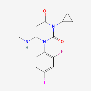 3-Cyclopropyl-1-(2-fluoro-4-iodophenyl)-6-(methylamino)pyrimidine-2,4(1H,3H)-dione chemical structure (CAS 871700-22-0)