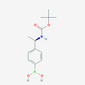 (R)-(4-(1-((tert-Butoxycarbonyl)amino)ethyl)phenyl)boronic acid chemical structure (CAS 871720-08-0)