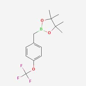 4,4,5,5-Tetramethyl-2-(4-(trifluoromethoxy)benzyl)-1,3,2-dioxaborolane chemical structure (CAS 872038-32-9)