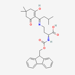 (R)-2-((((9H-Fluoren-9-yl)methoxy)carbonyl)amino)-4-((1-(4,4-dimethyl-2,6-dioxocyclohexylidene)-3-methylbutyl)amino)butanoic acid chemical structure (CAS 872169-32-9)