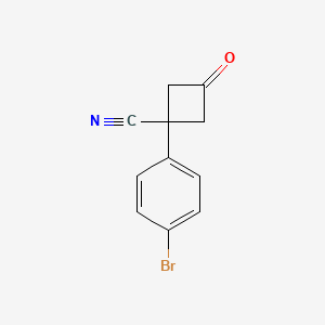 1-(4-Bromophenyl)-3-oxocyclobutane-1-carbonitrile chemical structure (CAS 872614-37-4)