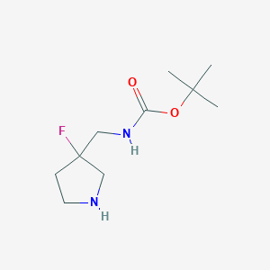 tert-Butyl ((3-fluoropyrrolidin-3-yl)methyl)carbamate chemical structure (CAS 872716-26-2)