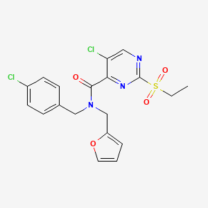 5-Chloro-N-(4-chlorobenzyl)-2-(ethylsulfonyl)-N-(furan-2-ylmethyl)pyrimidine-4-carboxamide chemical structure (CAS 873080-25-2)